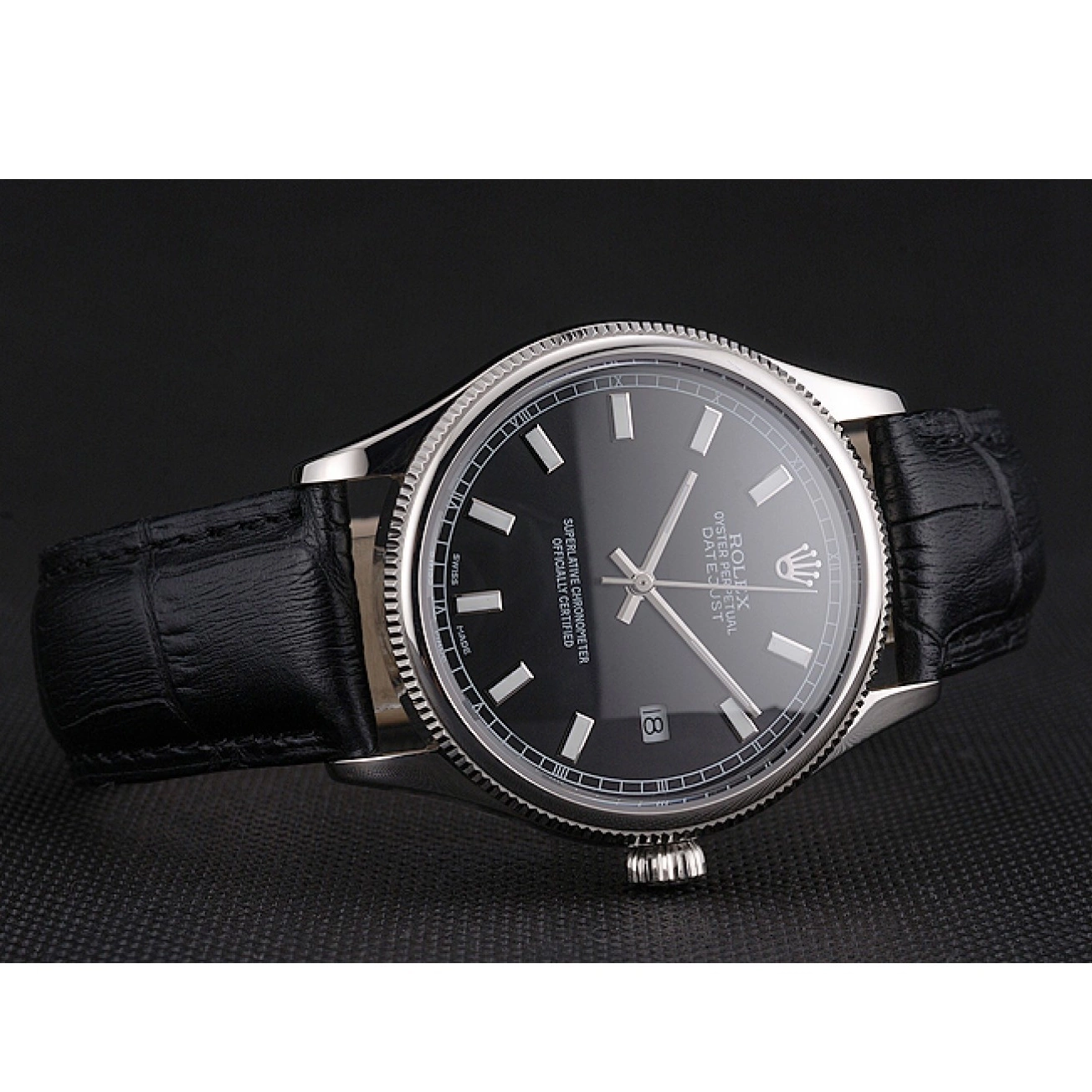 MiroTime 0813 Swiss Rolex Datejust Black Dial Stainless Steel Case And Bracelet